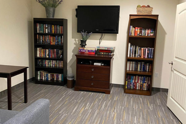 television room at landmark assisted living